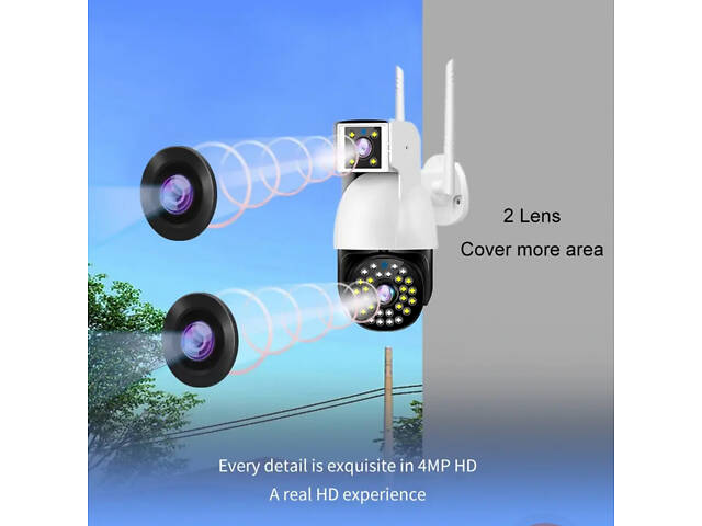 Уличная IP камера A38-WIFI с 2 обьективами,4+4 МПХ, V380 THL-24-75 - Фото 3