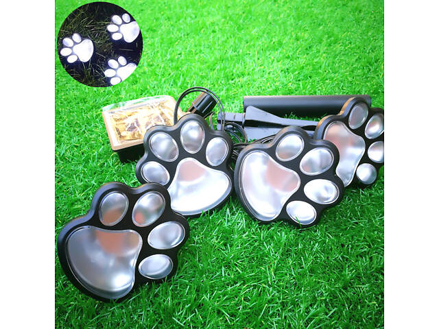 Уличный автономный светильник Solar Paw Print Lights на солнечной батарее 12шт LED с защитой от влаги - Фото 3
