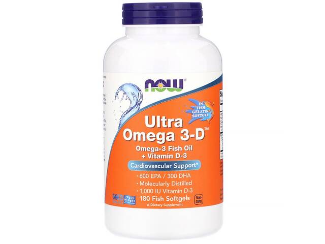 Ультра Омега 3 и Витамин D, Ultra Omega 3-D, 180 Гелевых Капсул - Фото 1