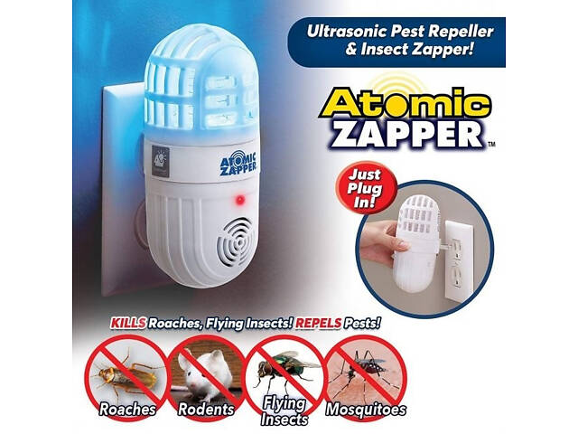 Ультразвуковий відлякувач шкідників і літаючих комах — Atomic Zapper - Фото 1