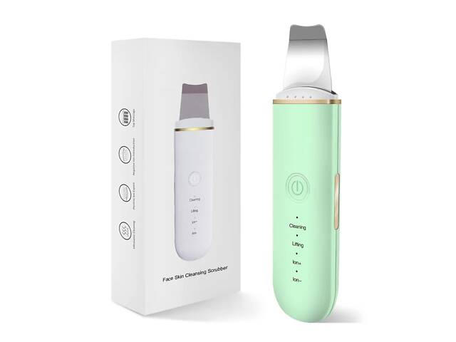 Ультразвуковой скрабер для чистки лифтинга и тонизации кожи лица Beauty Face LURNOFY 7C-CPY01 EMS Green - Фото 1