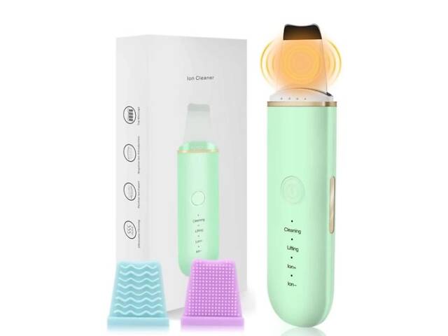 Ультразвуковой скрабер для чистки лифтинга и тонизации кожи лица Beauty Face LURNOFY 7C-CPY01 EMS Green - Фото 3