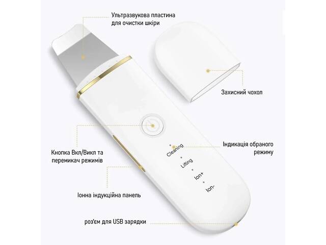 Ультразвуковой скрабер для чистки лифтинга и тонизации кожи лица Beauty Face LURNOFY 7C-CPY01 EMS White - Фото 7