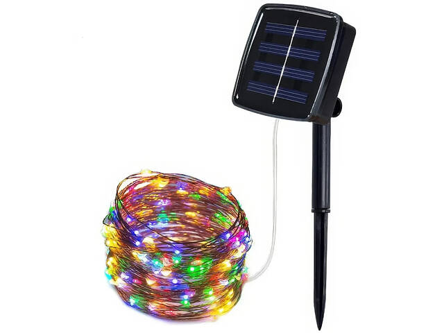Вулична гірлянда із сонячною панеллю Крапля роси SFK-15 Світлодіодні гірлянди з RGB-підсвіткою 10 м 100LED - Фото 1