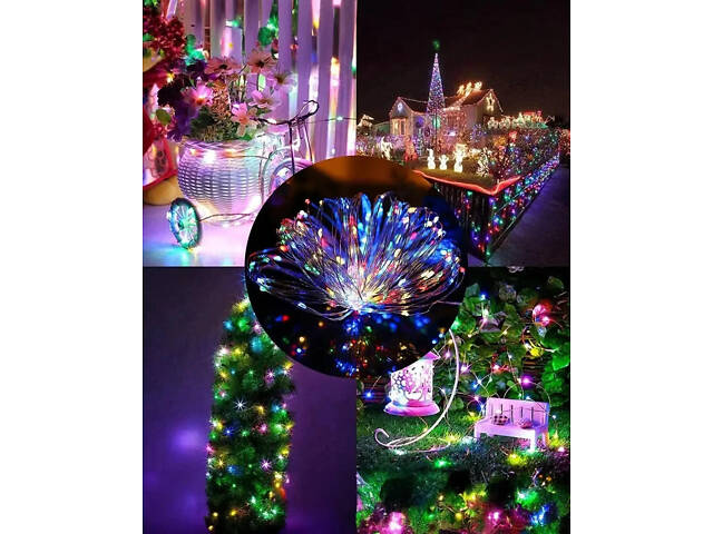 Вулична гірлянда із сонячною панеллю Крапля роси SFK-15 Світлодіодні гірлянди з RGB-підсвіткою 10 м 100LED - Фото 4