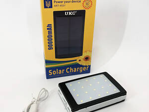 УМБ Power Bank Solar 90000 mAh мобильное зарядное с солнечной панелью и лампой, Power Bank Charger Батарея