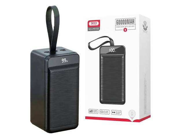 УМБ Power Bank XO PR159 QC3.0/2.0 22.5W 3А Micro-usb Lightning Type-C PD20W 60000 mAh LED фонарь - Фото 2