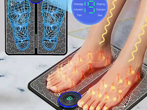 Розумний USB-масажер для ніг з EMS стимуляцією, 8 режимів масажу та 19 рівнів інтенсивності