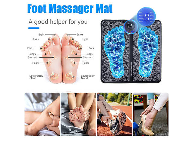 Розумний USB-масажер для ніг з EMS стимуляцією, 8 режимів масажу та 19 рівнів інтенсивності - Фото 3