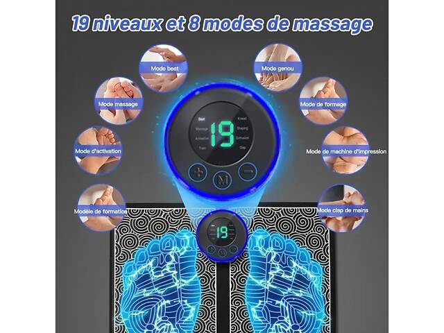 Розумний USB-масажер для ніг з EMS стимуляцією, 8 режимів масажу та 19 рівнів інтенсивності - Фото 6