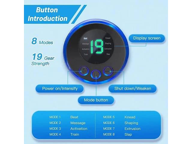 Розумний USB-масажер для ніг з EMS стимуляцією, 8 режимів масажу та 19 рівнів інтенсивності - Фото 7