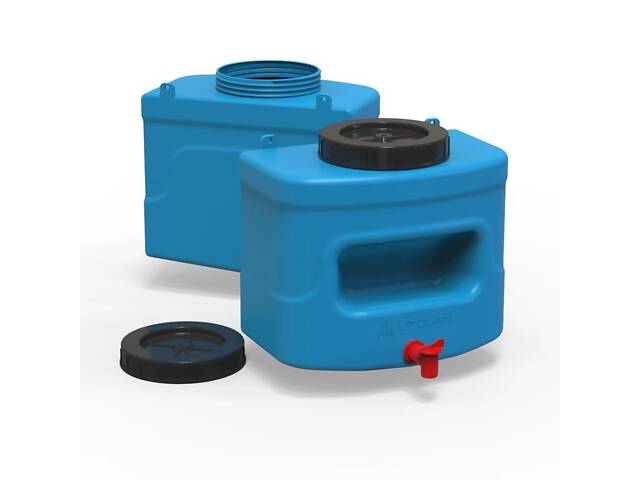 Рукомийник Litolan 10л з мильницею, з пластиковим краном, синього кольору - Фото 2