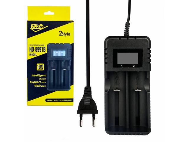 Универсальное зарядное устройство Yonii HD-8991B 2 слота для 18650 Li-ion 1.2V Ni-MH и Ni-Cd - Фото 1