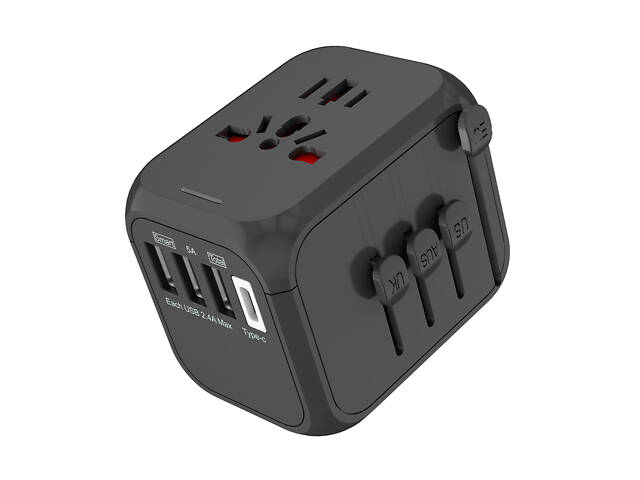 Універсальний адаптер Otravel для подорожей чорний - Фото 1