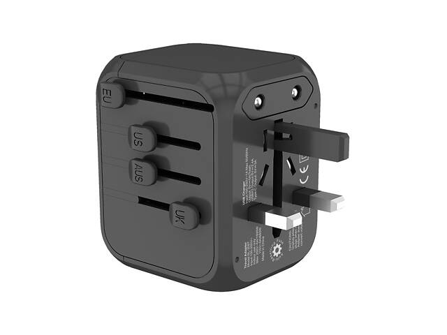 Універсальний адаптер Otravel для подорожей чорний - Фото 3