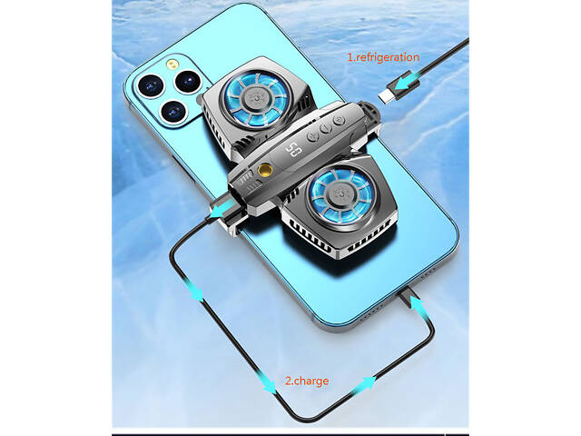 Универсальный полупроводниковый радиатор-вентилятор для смартфона MEMO Union PUBG Mobile K4 Black - Фото 2