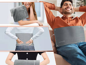 Універсальна електрогрілка з USB Type-C працює від батареї та підігрівом для рук ніг тіла М'яка грілка Сіра