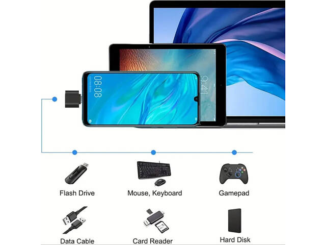 Універсальний адаптер Type-C до USB, для планшетів, ПК, телефонів. Білий - Фото 8