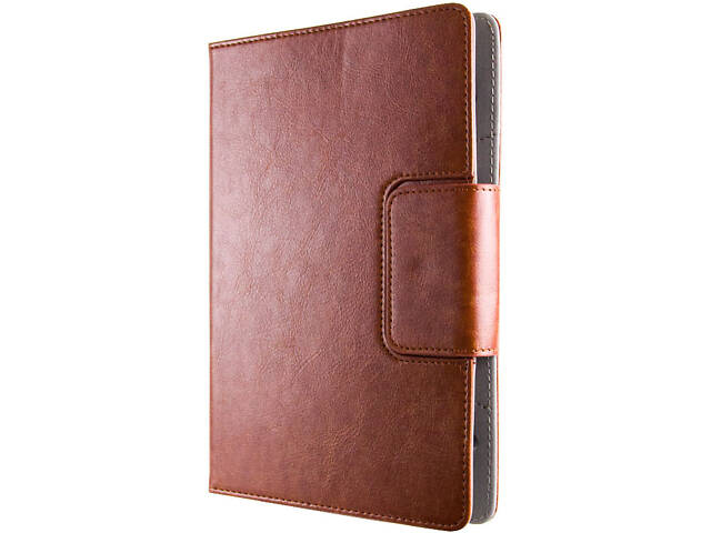 Универсальный кожаный чехол-книжка для планшета 9-10' Коричневый - Фото 3