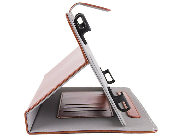 Универсальный кожаный чехол-книжка для планшета 9-10' Коричневый - Фото 6