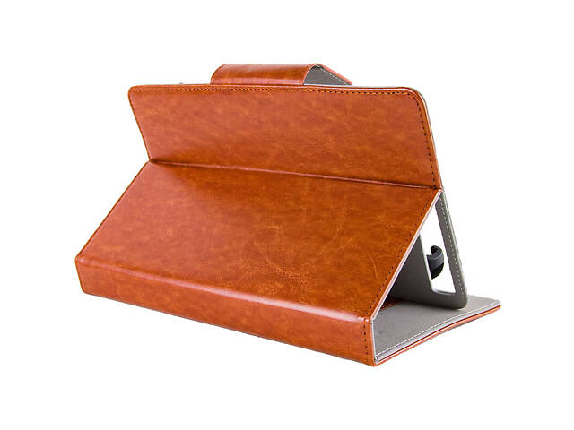 Универсальный кожаный чехол-книжка для планшета 9-10' Коричневый - Фото 7