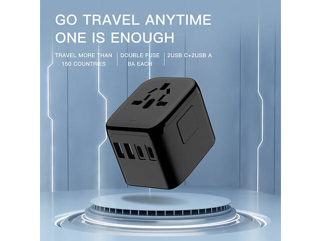 Универсальный сетевой адаптер для зарядки с 4 портами — 2x USB-A и 2x USB-C, Travel Adapter для путешествий и дома, комп - Фото 4