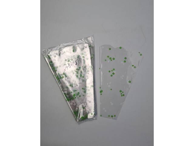 Конусні пакети для квітів з візерунком h30/6низ/20верх білий (100 шт) 154 (5) (100 шт) - Фото 2