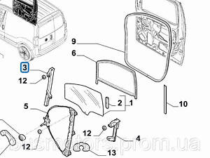 Ущільнювач скла двері передньої правої Fiat Fiorino 2007 -. .. 1354696080