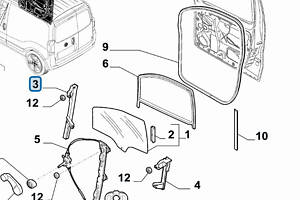 Уплотнитель стекла двери передней правой Fiat Fiorino 2007 - ... 1354696080