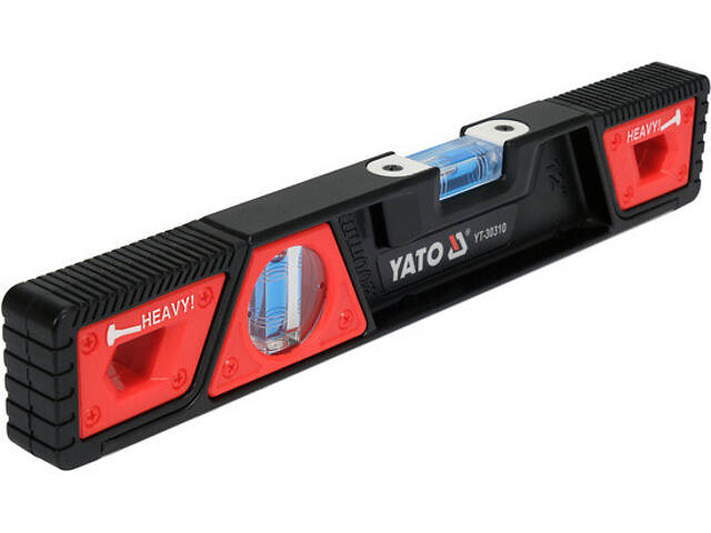 Уровень ударопрочный 30 см 2 капсулы алюминий магнит YATO YT-30310 - Фото 1