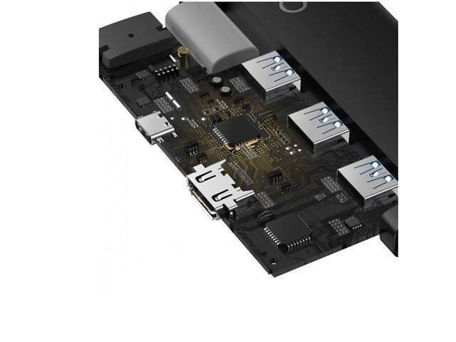 USB-хаб Baseus Lite Series 5-Port Type-C HUB Docking Station (Type-C to HDMI+USB3.0*3+PD) Black yL. - Фото 4