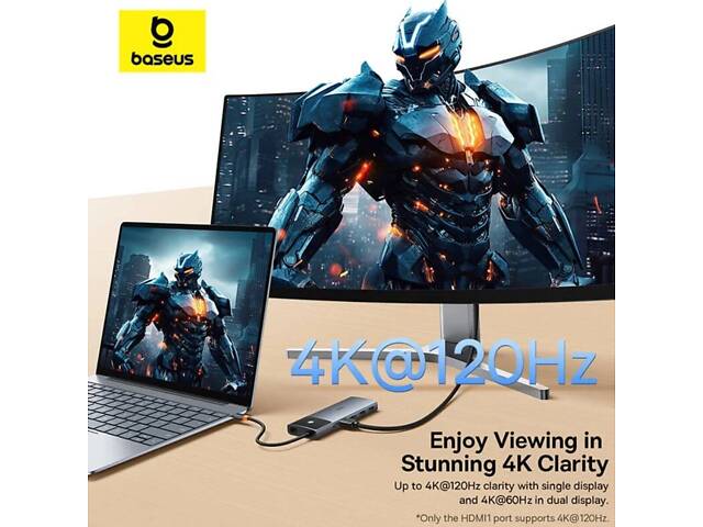 USB-хаб Baseus Metal Gleam Series II 10-in-1 USB HUB Cosmic Black(USB-C to yL. - Фото 5