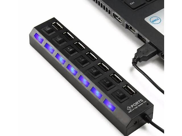 USB хаб Combi концентратор на 7 портів з підсвічуванням - Фото 5