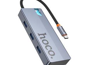 USB-хаб HOCO HB50 Wow 5-in-1 multi-function converter (HDTV+PD+USB3.0*3) Deep Space Gray yL.
