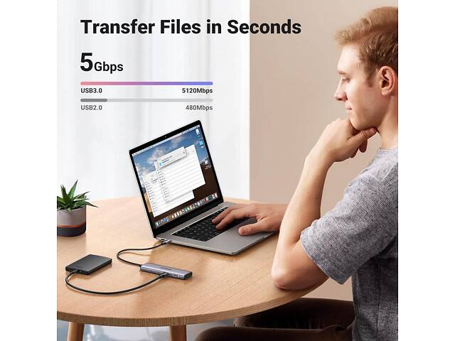 USB-хаб UGREEN 4-Port USB-C Hub yL. - Фото 4