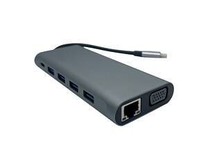 USB-хаб XON SmartHub 12 в 1 Ethernet VGA HDMI 3.5 Audio SD/TF 2xType-C 4xUSB3.0 Серый (UHCHP126300G 6198)