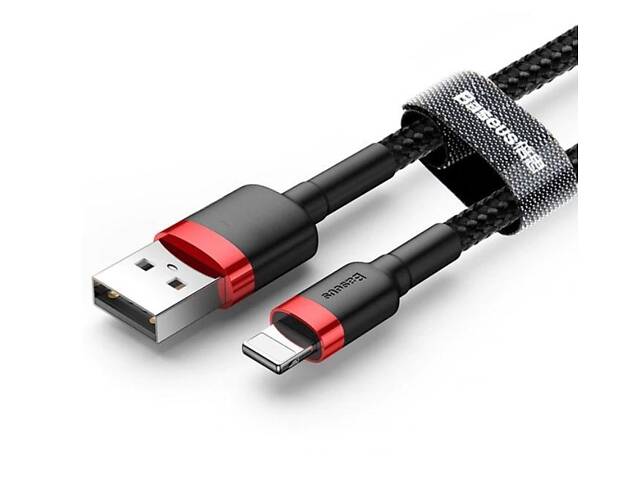 USB кабель Baseus Cafule Cable USB Lightning 2.4 A / 1m - Black/Red - Фото 3