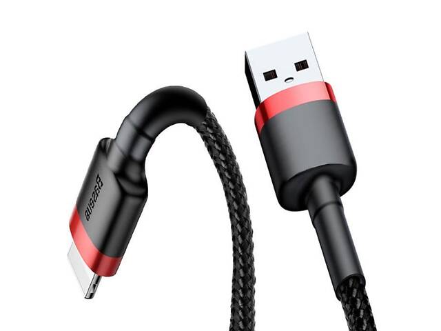USB кабель Baseus Cafule Cable USB Lightning 2.4 A / 1m - Black/Red - Фото 4