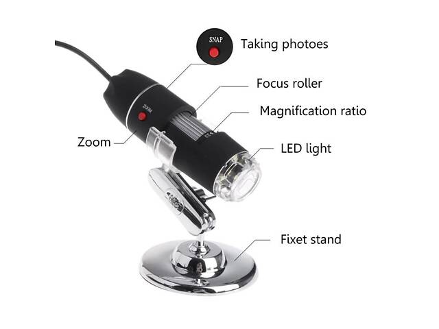 USB микроскоп электронный цифровой с увеличением 1600 x Ootdty DM-1600, подсветка 8 LED - Фото 5