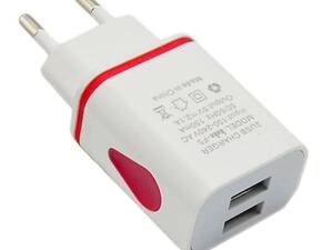 USB зарядка 5 вольт 1.1 ампера 6 Ватт на 2 USB порта с защитой от перегрузки и подсветкой F5