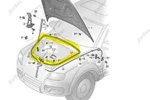 Уплотнитель капота Touareg (2007-2010) рестайл, 7L6823707B