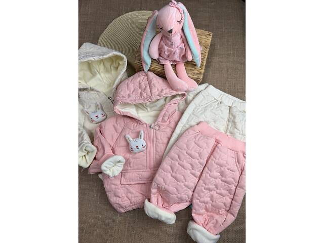 Утепленный костюм с зайчиком белый 10654 , Размер 120 - Фото 8