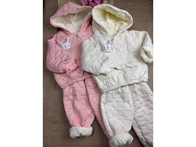 Утепленный костюм с зайчиком белый 10654 , Размер 120 - Фото 9