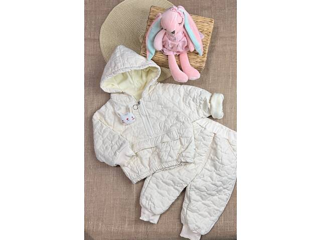 Утепленный костюм с зайчиком белый 10654 , Размер 120 - Фото 3