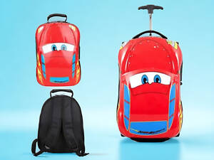 Уценка Комплект чемодан на колесах и рюкзак для детей Cars RESTEQ — Молния МакКвин, дорожный набор для путешествий, поез