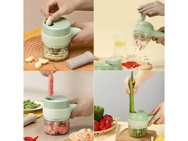 УЦЕНКА! Ручной электрический измельчитель для овощей 4 в 1 Food Chopper Catling (Повреждён контейнер 3103) - Фото 3