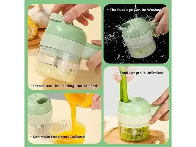 УЦЕНКА! Ручной электрический измельчитель для овощей 4 в 1 Food Chopper Catling (Повреждён контейнер 3103) - Фото 5