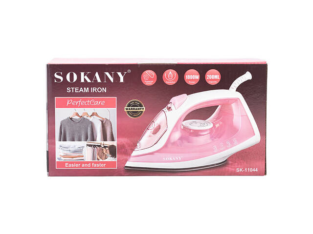 Праска парова ручна для одягу 1800 Вт з металокерамічною підошвою Рожева Sokany SK-11044 - Фото 8