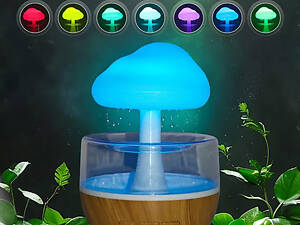 Увлажнитель воздуха с эффектом дождя с подсветкой RGB ночник в виде гриба