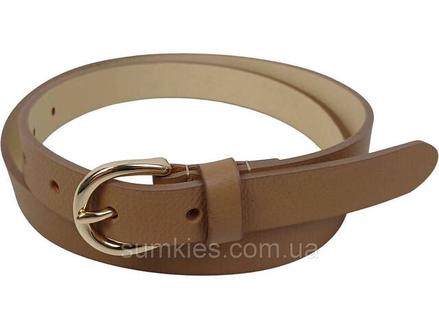 Вузький жіночий шкіряний ремінь Bellantare світло-коричневий - Фото 2